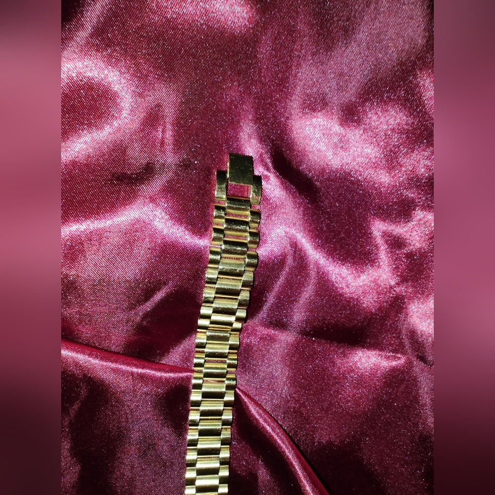 Gold Tone Unisex Watch Band Link Bracelet 8 Inches - Picture 3 of 4